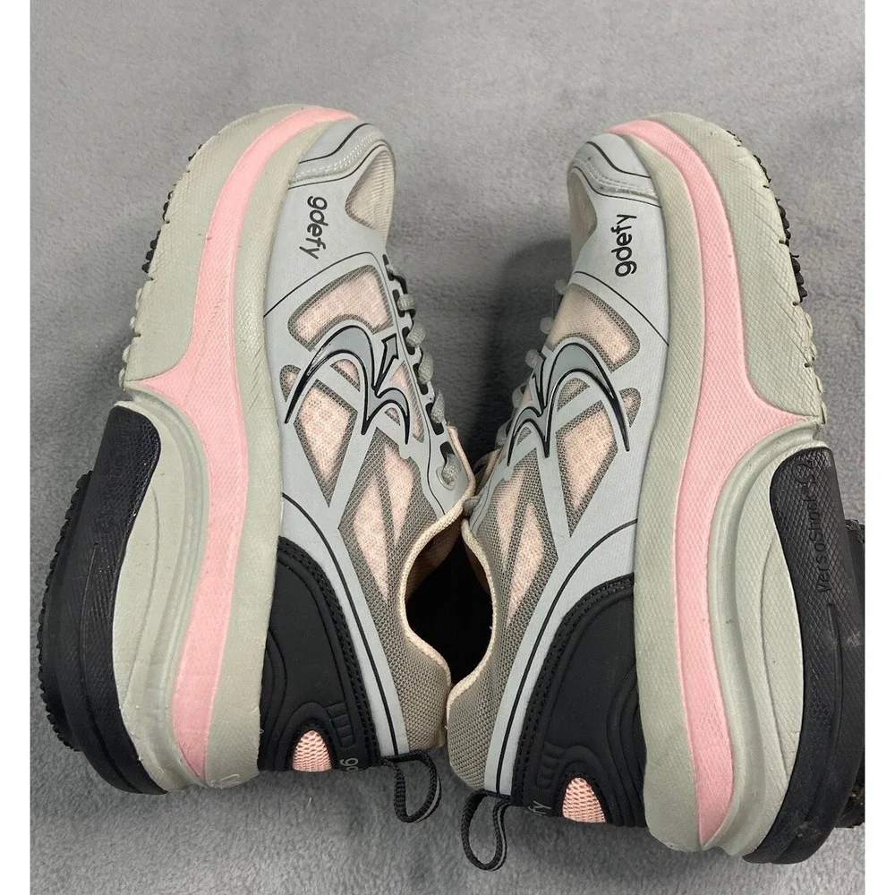 Gravity Defyer Gdefy Shoes Womens‎ 7.5 Gray Pink Ion Walking Sneakers Comfort